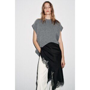 ZARA OVERSIZED WOOL WAISTCOAT WITH ASYMMETRIC HEM